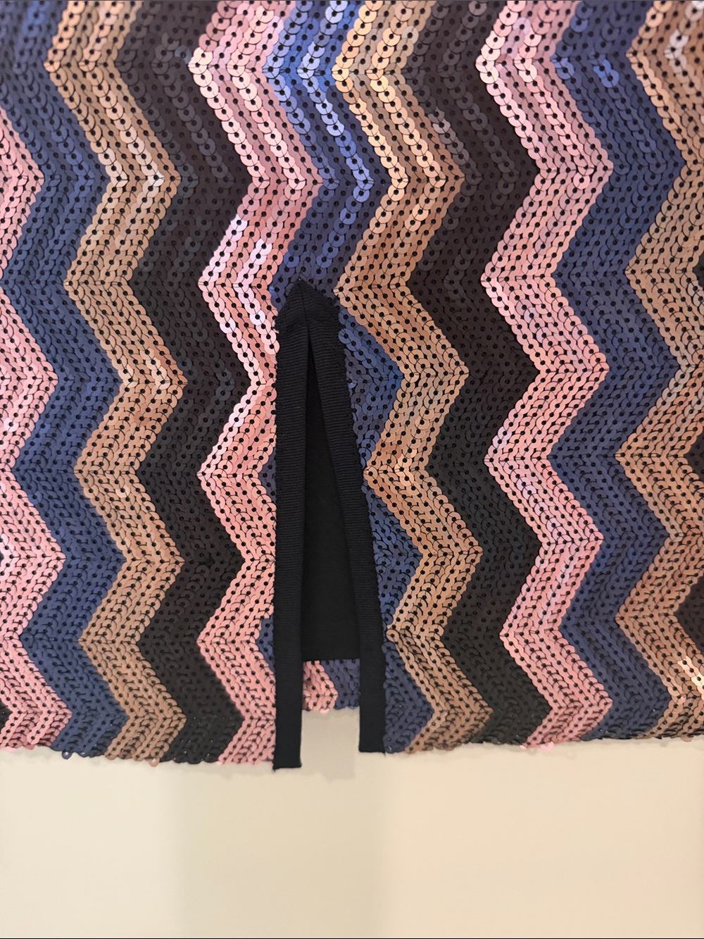 Chevron Sequin Midi Skirt in Pink, Blue & Black - Picture 4 of 6